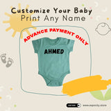 CUSTOMIZE YOUR NAME PRINT ON GREEN HALF SLEEVES HALF BODY ROMPER