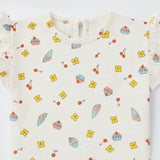 WHITE "FLOWERS & MUFFINS" T-SHIRT TOP FOR GIRLS