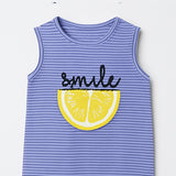 LIGHT PURPLE LEMON SMILE PRINT SLEEVES LESS FULL BODY ROMPER