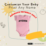 CUSTOMIZE YOUR NAME PRINT ON ROSE PINK HALF SLEEVES HALF BODY ROMPER