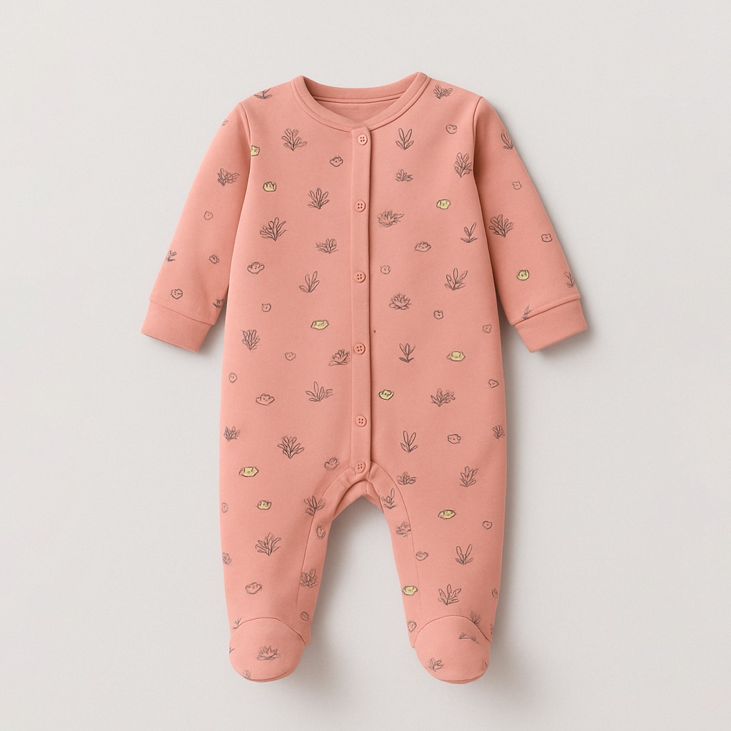 Pink Sea Animals Print Romper For Winters