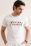 WHITE "MOVING FORWARD" PRINT T-SHIRT FOR MEN