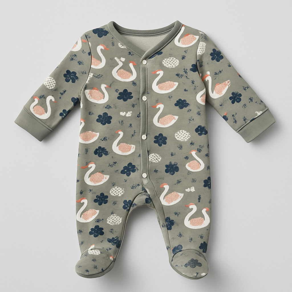 Grey Ducks Print Romper For Winters