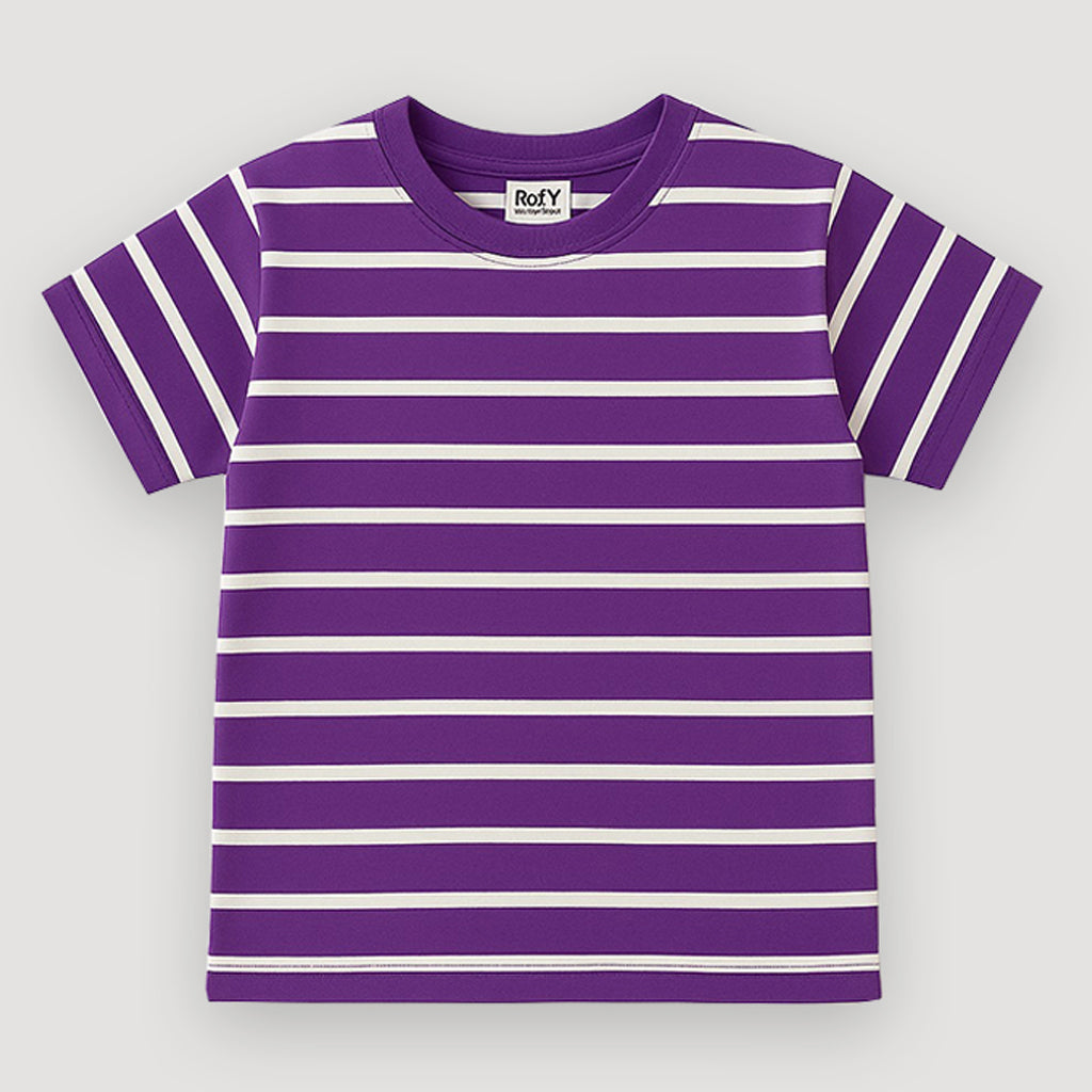 PURPLE WITH WHITE STRIPES HALF SLEEVES T-SHIRT FOR BOYS