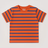 ORANGE WITH BLUE STRIPES HALF SLEEVES T-SHIRT FOR BOYS