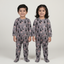 DARK GREY BEAR & RAINBOW PRINTED FULL BODY FULL SLEEVES ROMPERS