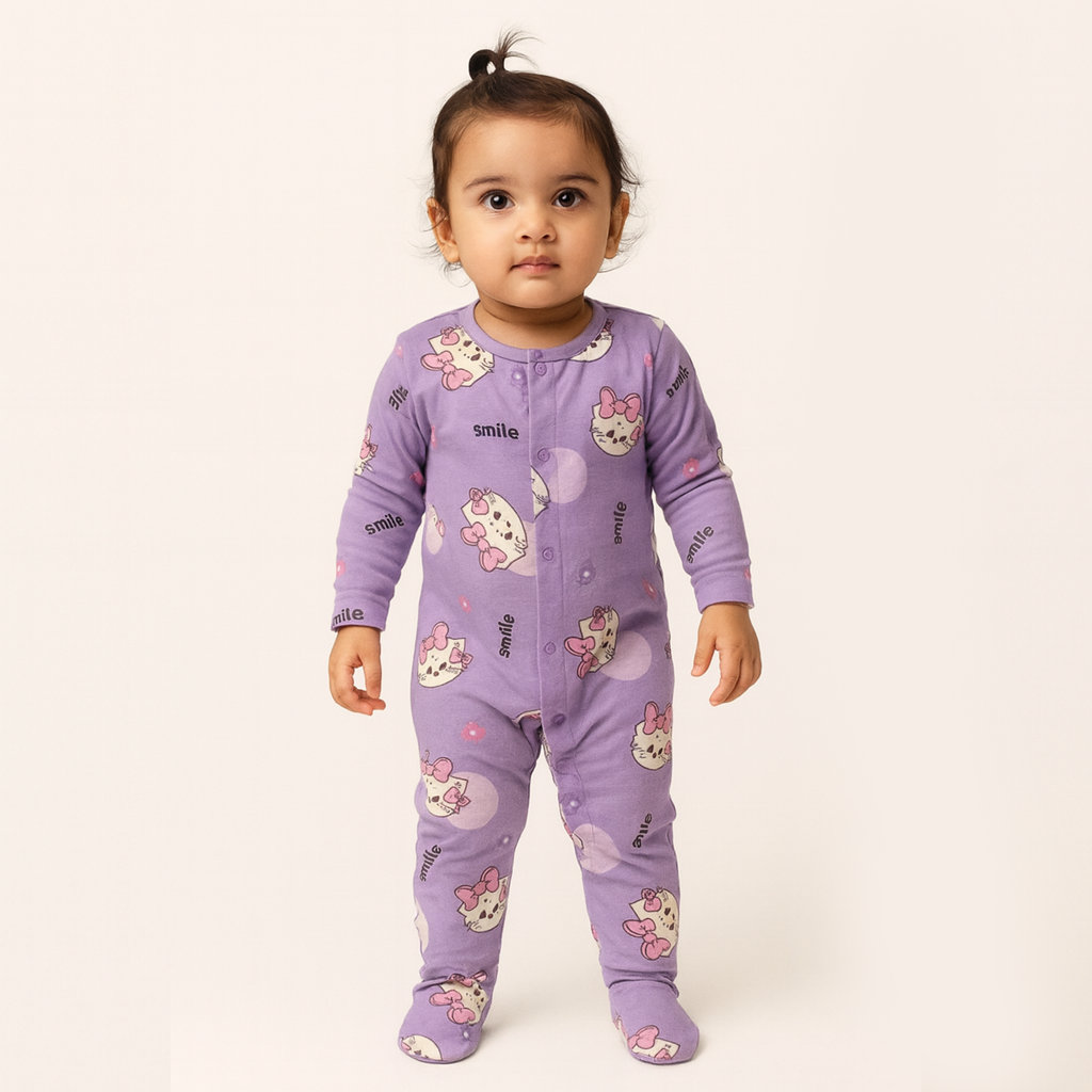 Purple Duck Print Romper For Winters