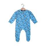 SKY BLUE HEAVY TRUCKS & EXCAVATOR PRINT FULL BODY FULL SLEEVES ROMPERS
