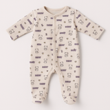 Cream Honey Print Romper For Winters