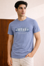 BLUE "VICTORY" PRINT T-SHIRT FOR MEN