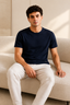 Navy Blue T-Shirt Plain For Men