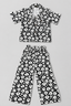 White Flowers Print Linen Fabric Suit For Girls