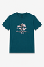 Teal Blue Flowers Print T-Shirt For Women