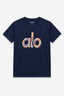 Navy Blue ALO Print T-Shirt For Women