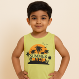 YELLOW SUMMER TREES PRINT SANDO FOR BOYS