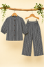 Black Lines Print Co-Ord Linen Fabric Suit