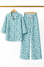 Sky Blue Flowers Print Co-ord Ribbed Fabric Suit For Girls