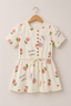 Cream With Rose Print Frock For Girls