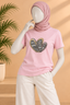 PINK HEART PRINT T-SHIRT FOR WOMEN