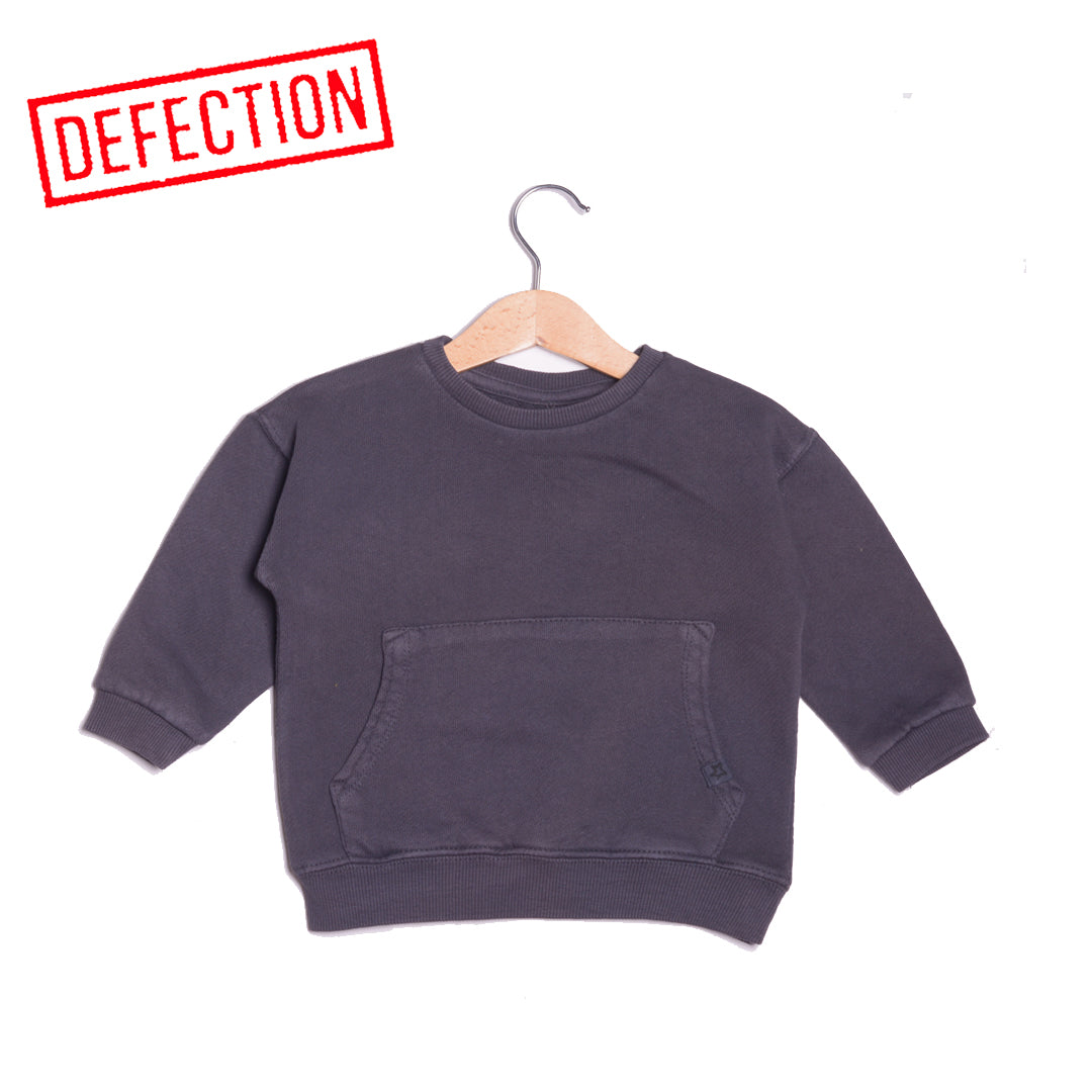 DULL BLACK FRONT POCKETS BAGGY STYLE SWEATSHIRT