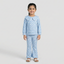 Blue Bow Print Shirt With Trouser Suit For Girls