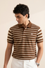 White With Brown Stripes Polo For Men