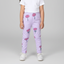 PURPLE WITH PINK FLOWERS PRINTED RIBBED FABRIC PAJAMA TROUSER
