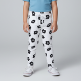 WHITE WITH BLACK FLOWER PRINT RIBBED FABRIC PAJAMA TROUSER