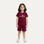 Maroon Smile Print Ribbed Linen Fabric Suit For Summers