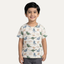 Cream Jurassic World Print Half Sleeves T-Shirt For Boys