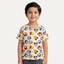 Cream Mickey & Minnie Print Half Sleeves T-Shirt For Boys