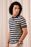 Navy Blue With Cream Stripes Polo For Men