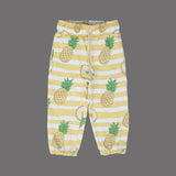 YELLOW HOODIE PINEAPPLE PRINTED TERRY FABRIC SUIT FOR WINTERS