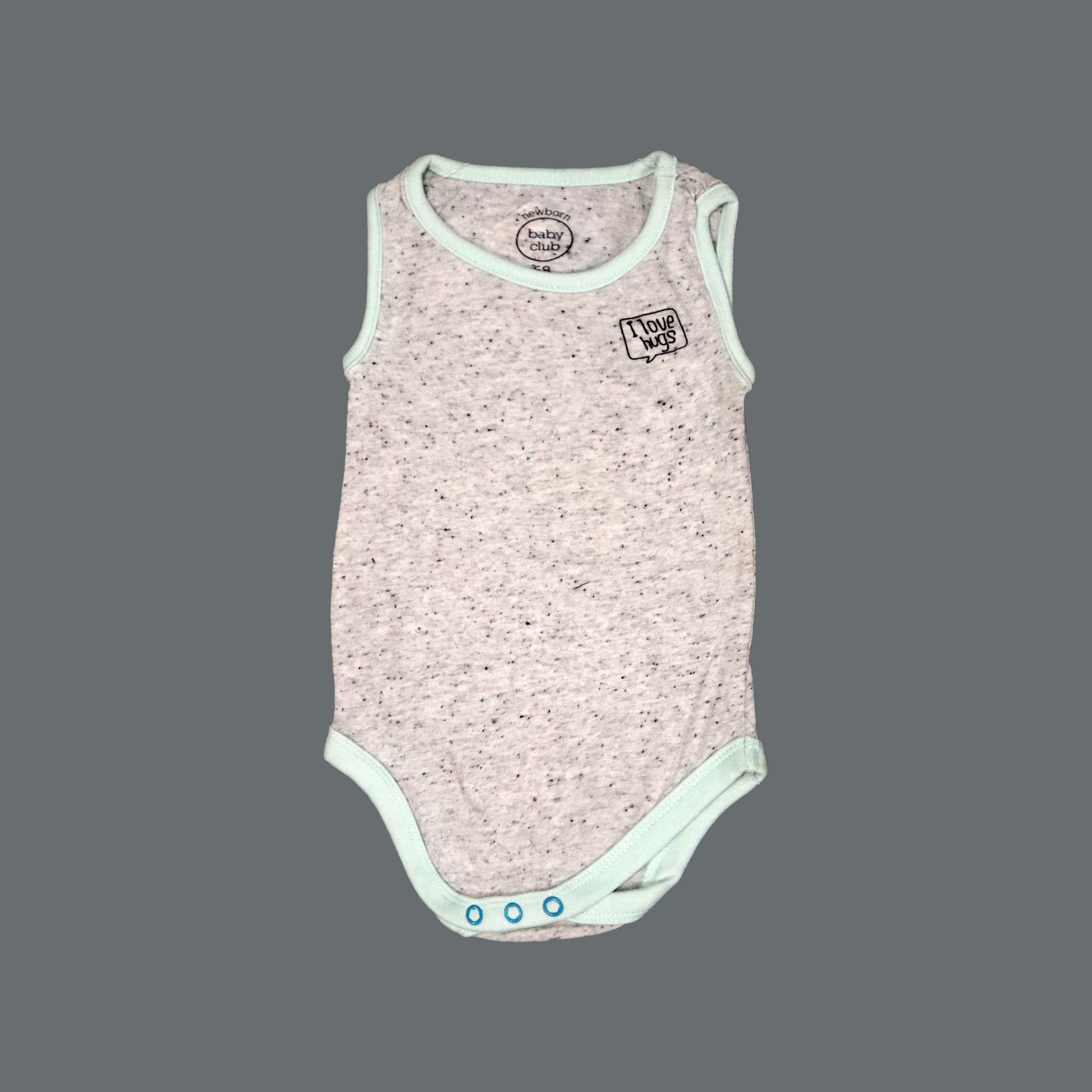 I LOVE HUGS PRINT HALF BODY SLEEVES LESS ROMPER