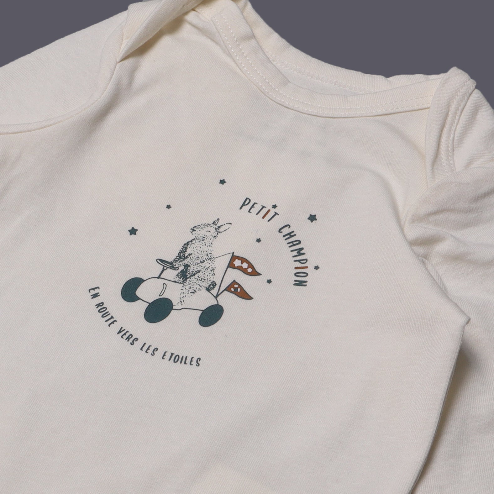 OFF WHITE "PETIT CHAMPION" PRINTED FULL SLEEVES ROMPER