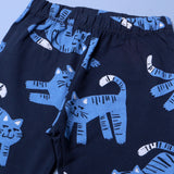 NAVY BLUE CAT PRINT JERSY FABRIC PAJAMA TROUSER