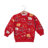 RED ALL OVER "BEAR" PRINTED TERRY FABRIC SWEATSHIRT