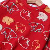 RED ALL OVER "BEAR" PRINTED TERRY FABRIC SWEATSHIRT