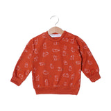 BROWN ALL OVER "RABBIT" PRINTED TERRY FABRIC SWEATSHIRT