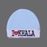 BLUE & WHITE "I LOVE KHALA" PRINTED CAP UNISEX
