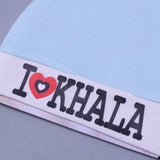 BLUE & WHITE "I LOVE KHALA" PRINTED CAP UNISEX