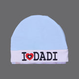 BLUE & WHITE "I LOVE DADI" PRINTED CAP UNISEX
