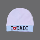 WHITE & BLUE "I LOVE DADI" PRINTED CAP UNISEX