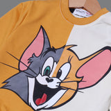 MUSTARD & LIME "TOM & JERRY FACE" PRINTED TERRY FABRIC WINTER SUIT