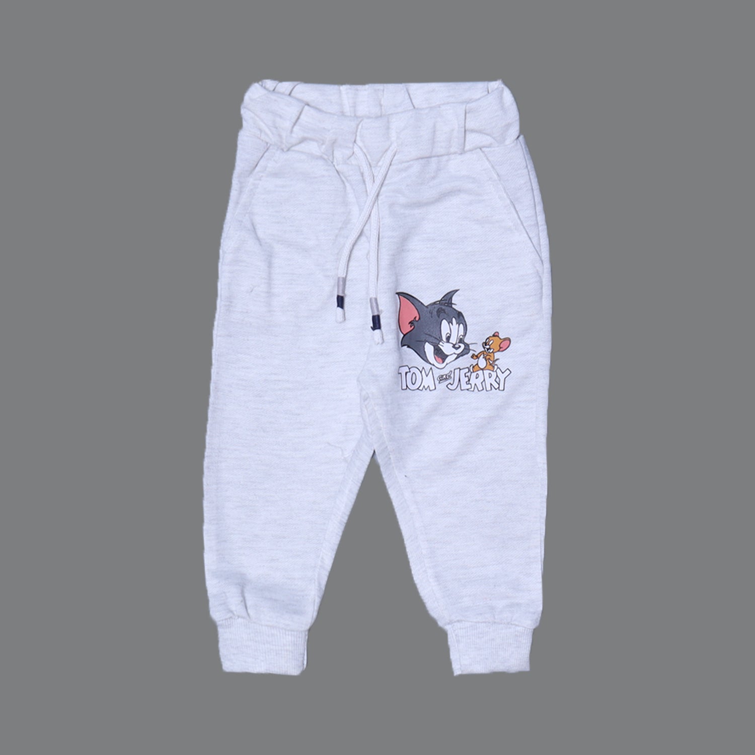 GREY & NAVY BLUE "TOM & JERRY FACE" PRINTED TERRY FABRIC WINTER SUIT