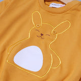 MUSTARD "RABBIT WITH BUTTONS" PRINTED TERRY FABRIC SWEATSHIRT