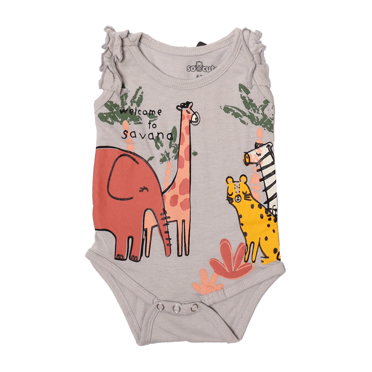 NEW GREY WELCOME TO SAVANA PRINTED ROMPER
