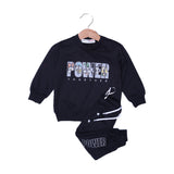 BLACK "POWER TOGETHER" PRINTED TERRY FABRIC WINTER SUIT