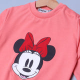 DARK PEACH "MINNIE MOUSE FACE" PRINTED TERRY FABRIC WINTER SUIT