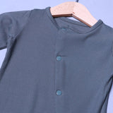 GREEN PLAIN RIBBED FABRIC POWER STRETCH FULL BODY FULL SLEEVES ROMPER
